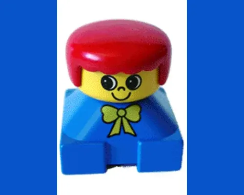 Duplo 2 x 2 x 2 Figure Brick, Blue Base with Yellow Bow, Yellow Head, Red Female Hair (75422) Image