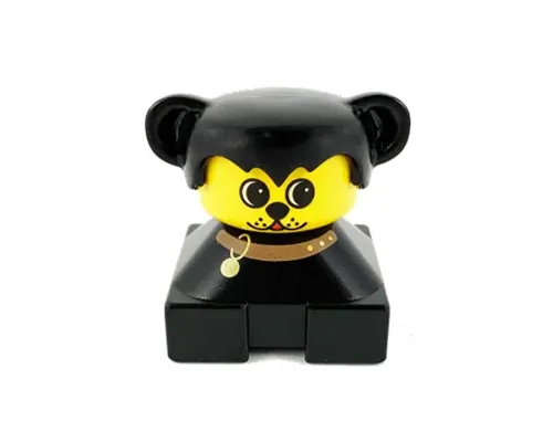 Duplo 2 x 2 x 2 Figure Brick, Dog, Black Base with Collar, Black Hair with Ears, Yellow Dog face Image