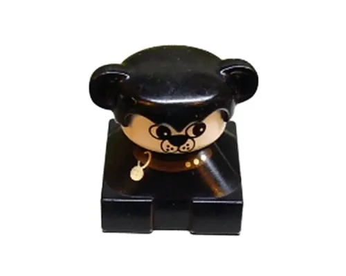 Duplo 2 x 2 x 2 Figure Brick, Dog, Black Base with Collar, Black Hair with Ears, White Dog Face Image