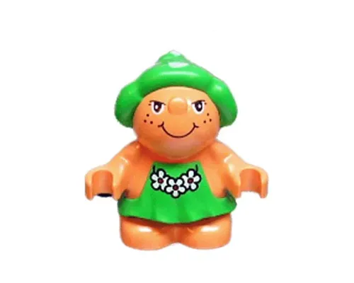 Duplo Figure Little Forest Friends, Female, Green Dress with Flowers (Trixie Toadstool) Image