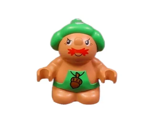 Duplo Figure Little Forest Friends, Male, Green Outfit with Acorn (Grumpy Toadstool) Image