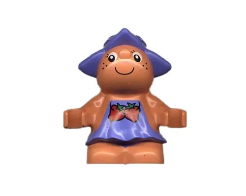 Duplo Figure Little Forest Friends, Male, Medium Violet Outfit with White Flower (Toot Bluebell) Image