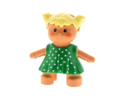 Duplo Figure Doll, Anna's Baby, Green Polka Dot Dress Image