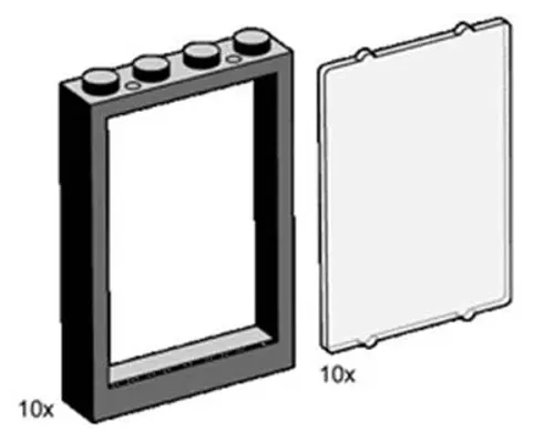 1x4x5 Black Window Frames with Clear Panes Image