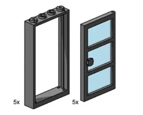 1x4x6 Black Door and Frames with Transparent Blue Panes Image