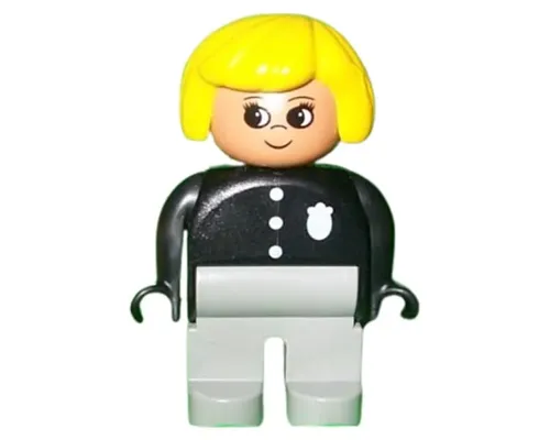 Duplo Figure, Female Police, Light Gray Legs, Yellow Hair Image