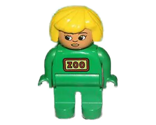 Duplo Figure, Female Zoo, Green Legs, Green Uniform, Yellow Hair (Zoo Keeper) Image