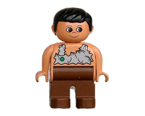 Duplo Figure, Male, Brown Legs, Nougat Top (Caveman) Image