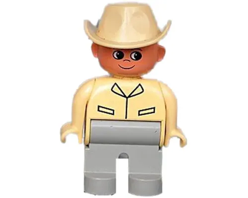 Duplo Figure, Male, Light Gray Legs, Tan Top, Cowboy Hat Image