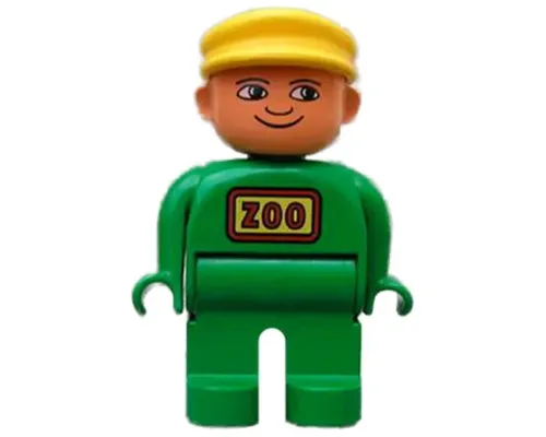 Duplo Figure, Male, Green Legs, Green Top, Yellow Cap (Zoo Keeper) Image