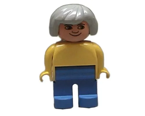 Duplo Figure, Female, Blue Legs, Yellow Blouse, Gray Hair Image