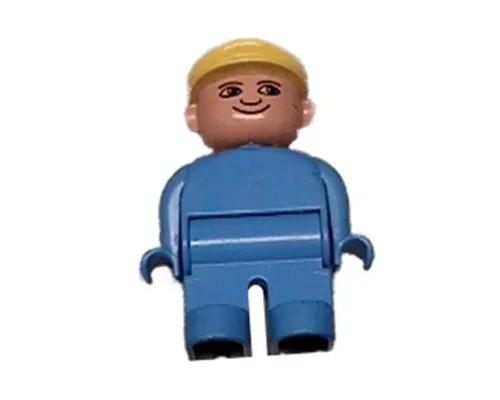 Duplo Figure, Male, Blue Legs, Blue Top, Yellow Cap Image