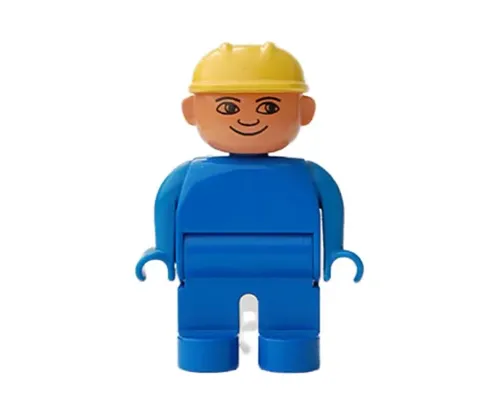 Duplo Figure, Male, Blue Legs, Blue Top, Construction Hat Yellow Image