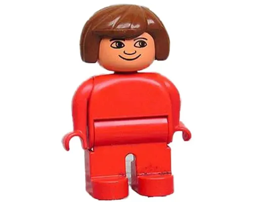 Duplo Figure, Female, Red Legs, Red Top, Brown Hair Image