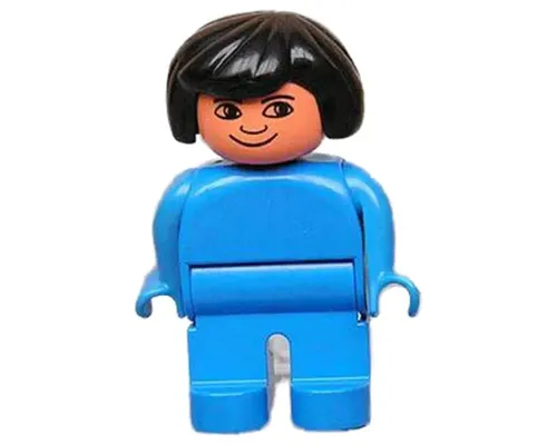 Duplo Figure, Female, Blue Legs, Blue Blouse, Black Hair Image