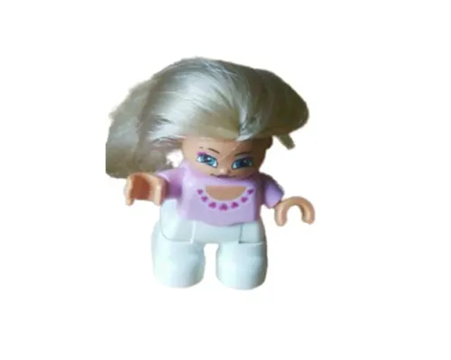 Duplo Figure Lego Ville, Child Girl, White Legs, Pink Top, Blond Hair (Princess) Image