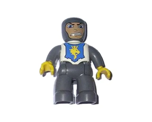 Duplo Figure Lego Ville, Male Castle, Dark Bluish Gray Legs, White Chest, Dark Bluish Gray Arms, Yellow Hands Image