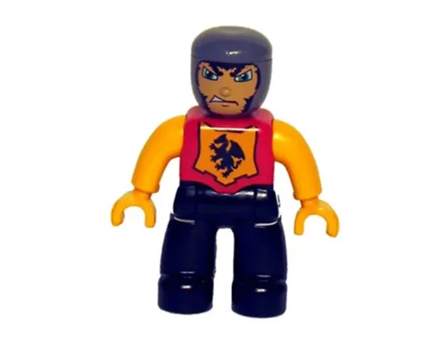 Duplo Figure Lego Ville, Male Castle, Black Legs, Red Chest, Bright Light Orange Arms, Bright Light Orange Hands Image