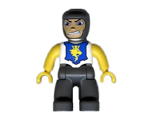 Duplo Figure Lego Ville, Male Castle, Dark Bluish Gray Legs, White Chest, Yellow Arms, Yellow Hands Image