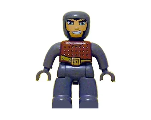 Duplo Figure Lego Ville, Male Castle, Dark Bluish Gray Legs, Brown Chest, Dark Bluish Gray Arms, Dark Bluish Gray Hands Image