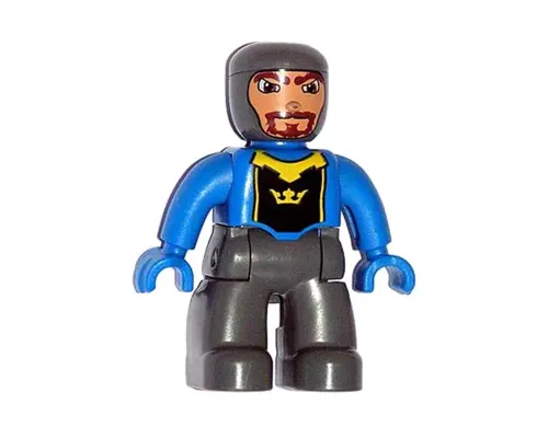 Duplo Figure Lego Ville, Male Castle, Dark Bluish Gray Legs, Blue Chest, Blue Arms, Blue Hands Image