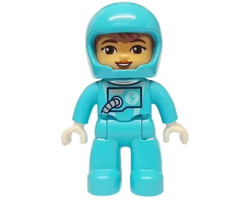 Duplo Figure Lego Ville, Astronaut Female, Medium Azure Spacesuit and Helmet (6473049) Image