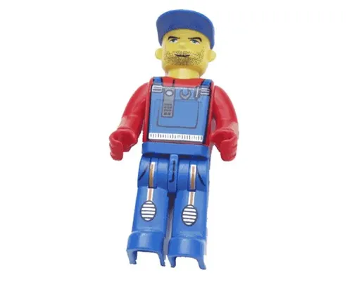 Tractor Driver With Blue Overalls, Red Shirt, Plain Blue Cap, Beard Stubble Image