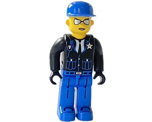 Police - Blue Legs, Black Jacket, Blue Cap, Sunglasses Image