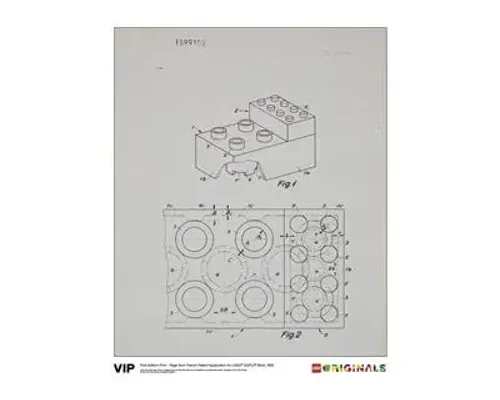 First Edition Page from French Patent Application for LEGO DUPLO Brick, 1968 Image