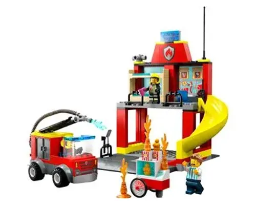 Fire Station and Fire Engine Image