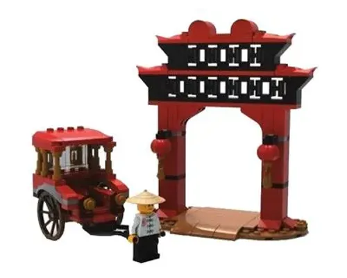 Rickshaw and Paifang Gateway Image