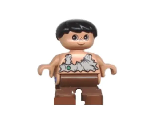 Duplo Figure, Child Type 2 Boy, Brown Legs, Black Hair (Caveman) Image