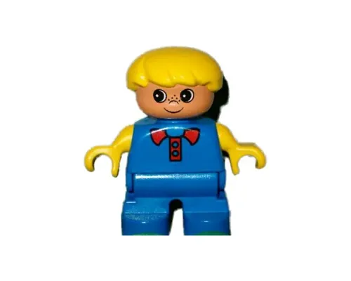 Duplo Figure, Child Type 2 Boy, Blue Legs, Blue Top, Yellow Arms, Yellow Hair Image