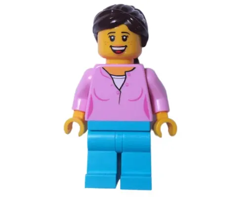 LEGOLAND Park Female with Dark Brown Ponytail, Bright Pink Shirt, Medium Azure Legs Image