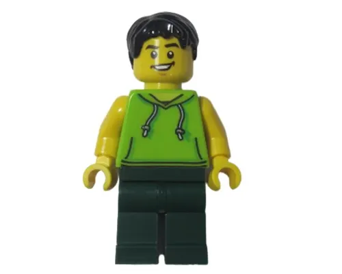 LEGOLAND Park Visitor - Male, Lime Sleeveless Hoodie, Dark Green Legs, Black Hair Image