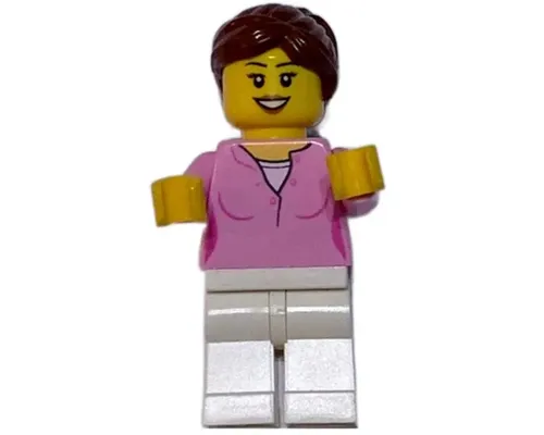 LEGOLAND Park Female with Reddish Brown Ponytail, Bright Pink Shirt, White Legs Image