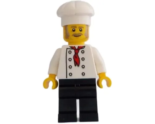 Chef - White Torso with 8 Buttons, No Wrinkles Front or Back, Black Legs, White Chef Toque Image