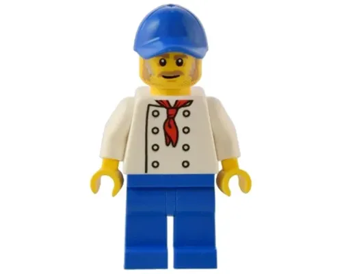 Hot Dog Stand Manager - White Torso with 8 Buttons, No Wrinkles Front or Back, Blue Legs, Blue Cap Image