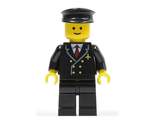 Airport - Pilot with Red Tie and 6 Buttons, Black Legs, Black Hat, Standard Grin Image