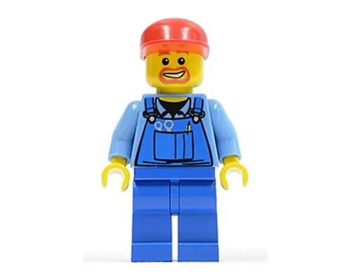 Overalls with Tools in Pocket Blue, Red Cap Image