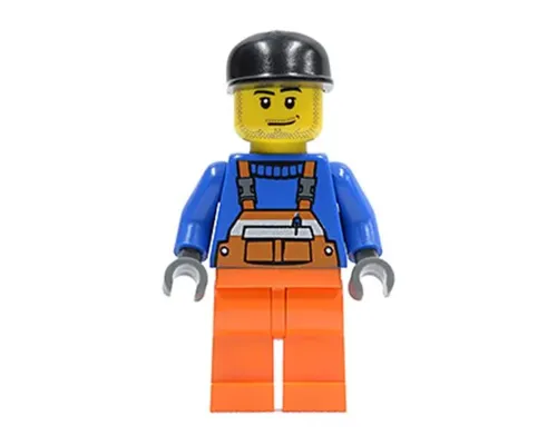 Overalls with Safety Stripe Orange, Orange Legs, Black Cap, Smirk and Stubble Beard Image