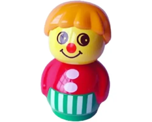 Primo Figure Boy with Green Base with White Stripes, Red Top, Medium Orange Hair Image