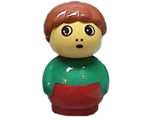 Primo Figure Boy with Red Base, Green Top, Dark Orange Hair Image