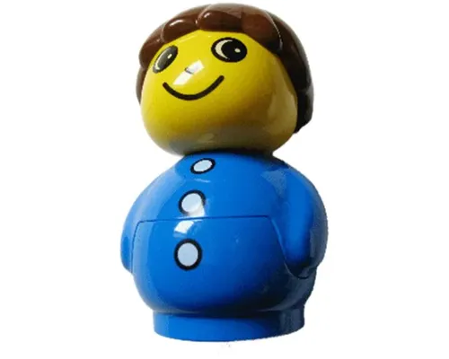 Primo Figure Boy with Blue Base, Blue Top with Three Buttons, Brown Hair Image