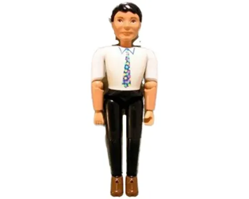 Belville Male - Black Pants, White Shirt, Black Hair, Multicolored Tie Image