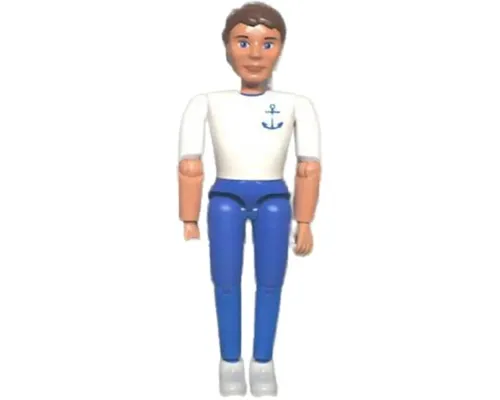 Belville Male - Brown Hair, White Shirt with Anchor Pattern, Blue Pants, White Shoes Image