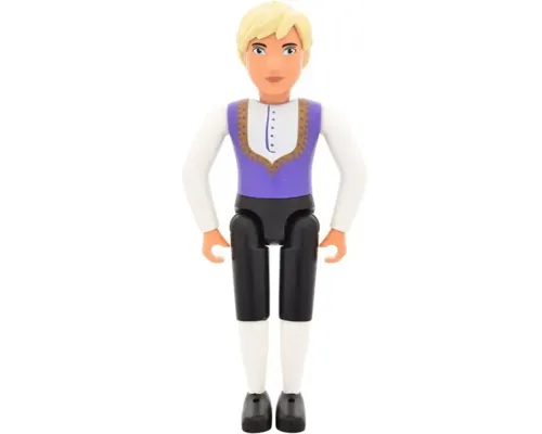 Belville Male - King - Black Pants, White Shirt, Dark Purple Vest with Gold Trim, Black Shoes, Light Yellow Hair Image