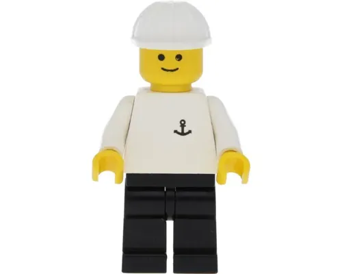 Boat Worker - Torso with Anchor, Black Legs, White Construction Helmet Image