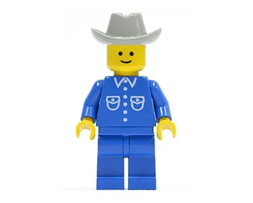 Shirt with 6 Buttons - Blue, Blue Legs, Light Gray Cowboy Hat Image