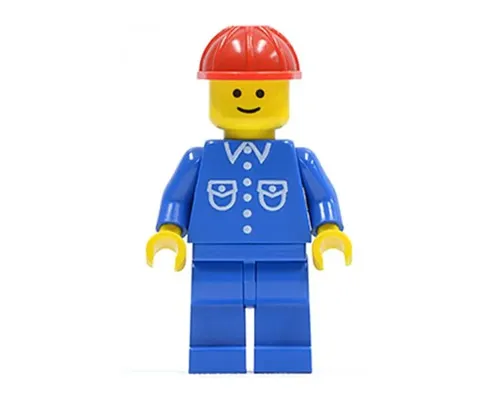 Shirt with 6 Buttons - Blue, Blue Legs, Red Construction Helmet Image